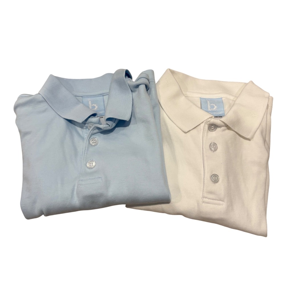Bella Bliss Polo Shirt Kids Size 3 Blue White Long Sleeve Pima Cotton 2 Pack